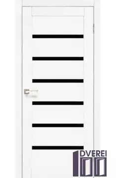 Двері міжкімнатні Korfad PORTO DELUXE PD-01 Ясень білий чорне скло