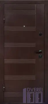 Двері вхідні метал/мдф БЦ- Аркадія Мідь антік /спил коньячний