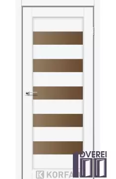 Двері міжкімнатні Korfad PORTO PR-08 Білий перламутр бронзове скло