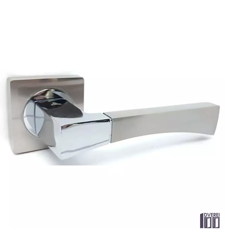 Ручка на розетці KEDR R08.130-AL-SN/CP квадрат (колір шліфований нікель/полірований хром)