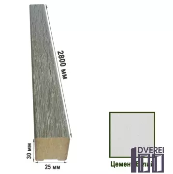Рейки декоративні МДФ 2529 Цемент Білий 25х30х2800 (1 шт.)