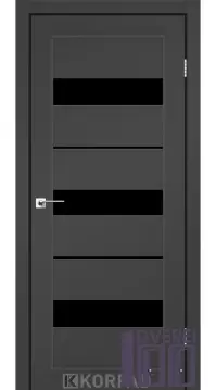 Двері міжкімнатні Korfad PORTO PR-12 Super PET Антрацит чорне скло