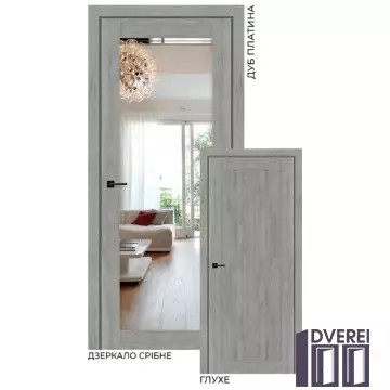 Двері міжкімнатні Stil Doors VERMONT Дуб Платина Дзеркало срібне/Глухе