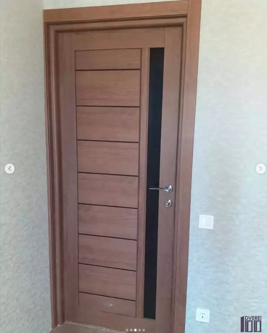 Двері міжкімнатні DARUMI Бордо горіх Роял ( з чорним склом ) ПВХ ELBEGY_2