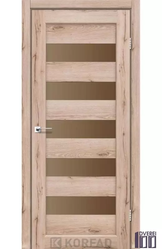 Двері міжкімнатні Korfad PORTO PR-08 Дуб табакко бронзове скло