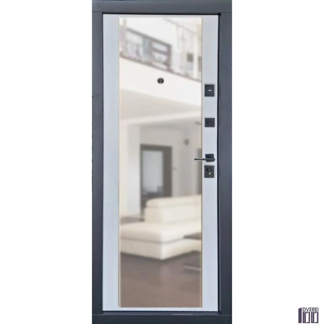 Двері вхідні ARTIZ МДФ/МДФ ТИП 10 (квадро) М: 250 Бетон Антрацит/біла шагрень (дзеркало)_2
