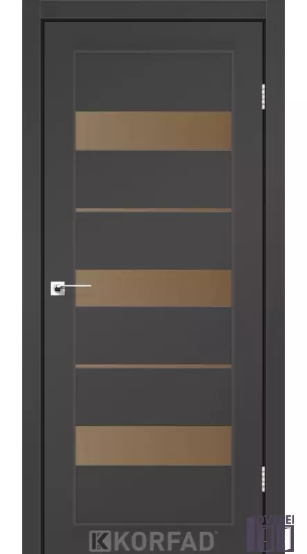 Двері міжкімнатні Korfad PORTO PR-12 Super PET Антрацит бронзове скло