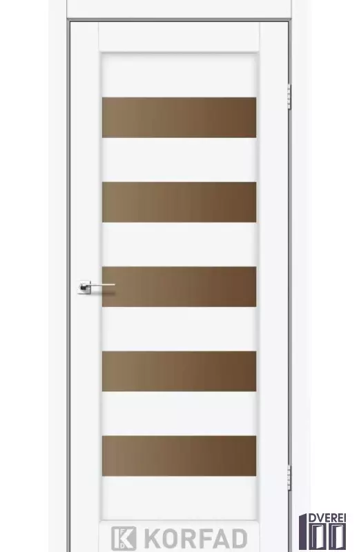 Двері міжкімнатні Korfad PORTO PR-08 Білий перламутр бронзове скло