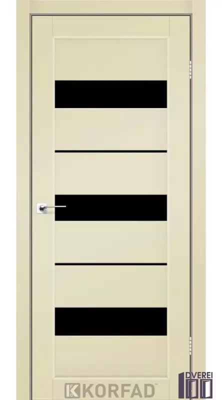 Двері міжкімнатні Korfad PORTO PR-12 Super PET Магнолія чорне скло