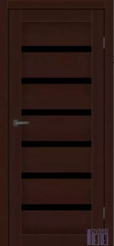 Двері міжкімнатні MSDoors Кол.FASHION Мод. LOUISIANA Горіх темний (Чорне скло)