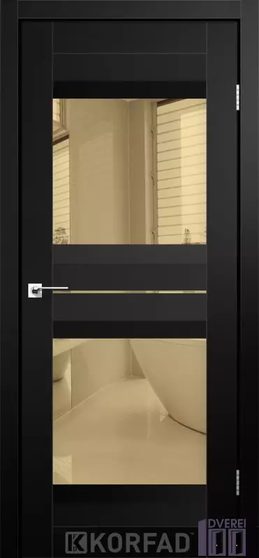 Двері міжкімнатні Korfad ALIANO AL-07 Super PET чорний бронзове дзеркало