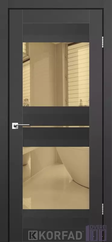 Двері міжкімнатні Korfad ALIANO AL-07 Super PET Антрацит бронзове дзеркало
