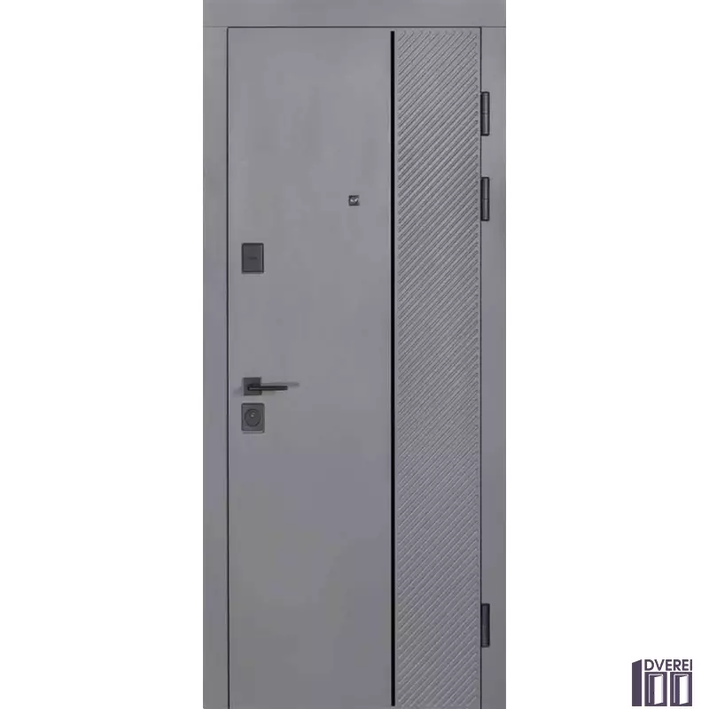 Двері вхідні Булат К-61 (КВАДРО) Мод. 580/245 Хром/Олово супермат