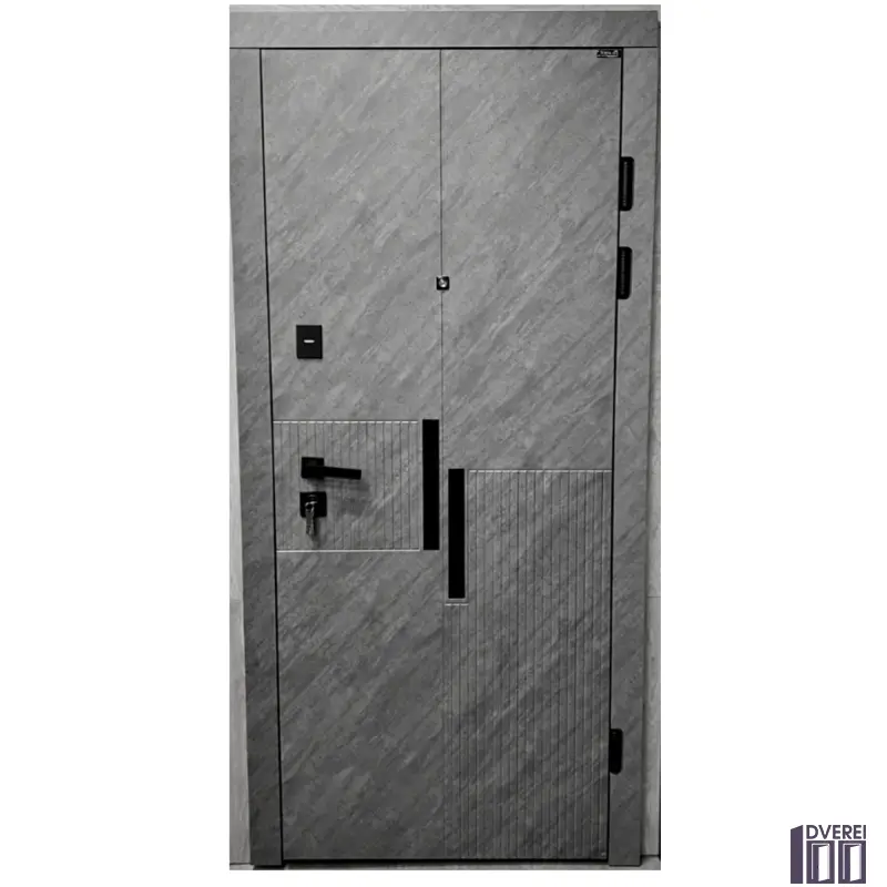 Двері вхідні Портала QVADRO TERMO Мод. Дует Блек Зріз каміння/Бетон сніжний