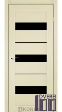 Двері міжкімнатні Korfad PORTO PR-12 Super PET Магнолія чорне скло
