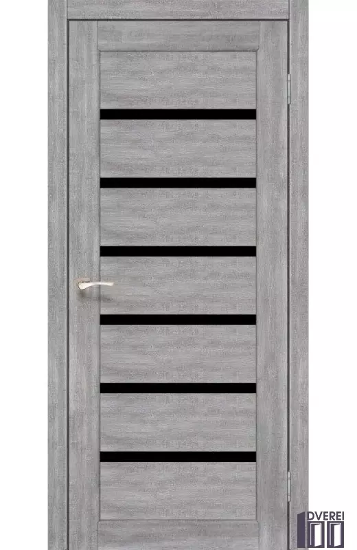 Двері міжкімнатні Korfad PORTO DELUXE PD-01 Еш вайт чорне скло