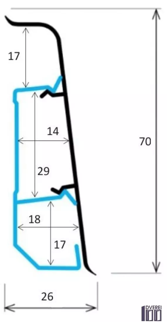 Плінтус підлоговий ARBITON INDO 2,5м 70 мм c кабельних каналів (дуб скеля)_2