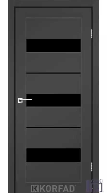 Двері міжкімнатні Korfad PORTO PR-12 Super PET Антрацит чорне скло